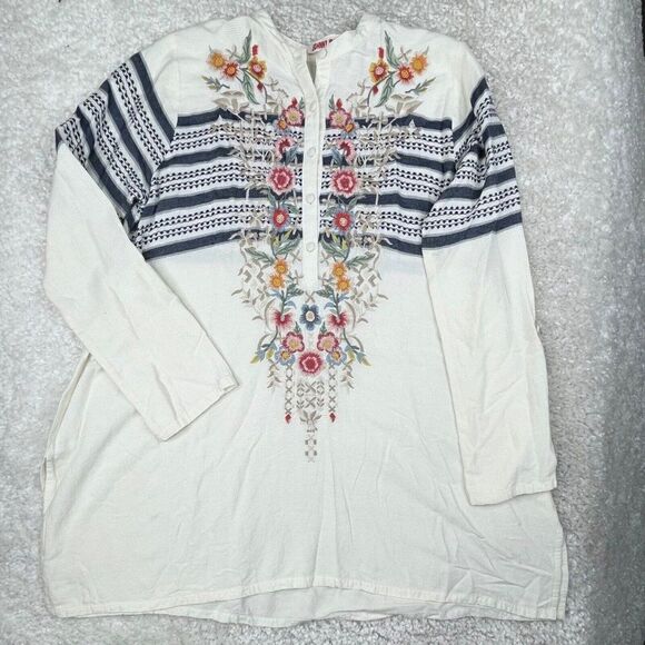 JOHNNY WAS Embroidered Floral Tunic Blouse - Picture 1 of 11